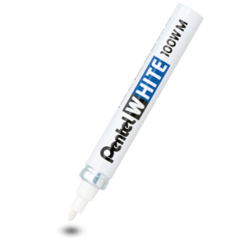 Pentel Marqueur permanent X100W, pointe ogive, 2,5 mm, blanc