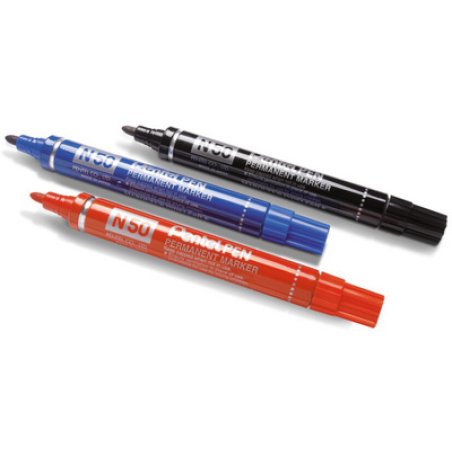 Pentel Marqueur permanent N50, pointe ogive, étui de 4