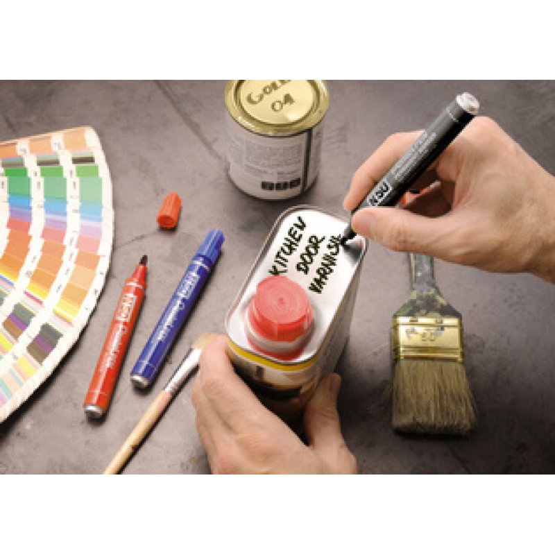 Pentel Marqueur permanent N50, pointe ogive, étui de 4