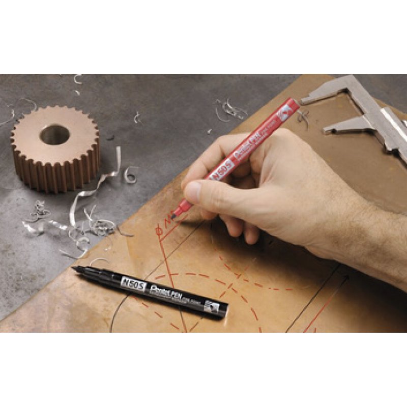 Pentel Marqueur permanent N50S, pointe ogive, étui de 4