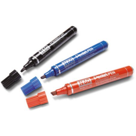 Pentel Marqueur permanent N60, pointe biseautée, étui de 4