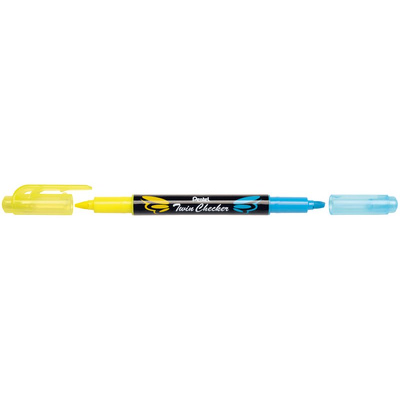 Pentel Surligneur "TWIN CHECKER", 2 pointes, jaune / orange