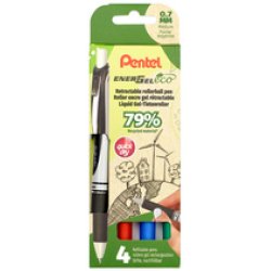Pentel Stylo roller à encre gel EnerGel BL77 Eco, étui de 4