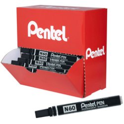 Pentel Marqueur permanent N60, boîte présentoir de 36, noir