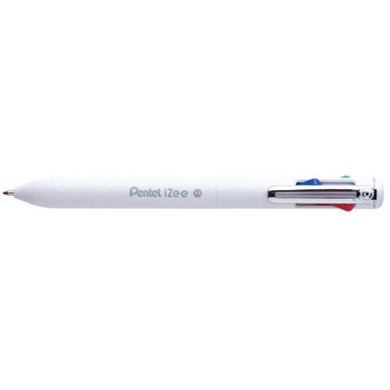 Pentel Stylo à bille rétractable 4 couleurs iZee, blanc