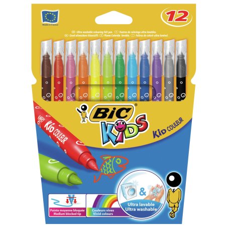 BIC KIDS Feutre Kid Couleur medium, étui en carton de 12