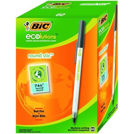 BIC Ecolutions Round Stic Noir Stylo à bille 60 pièce(s)
