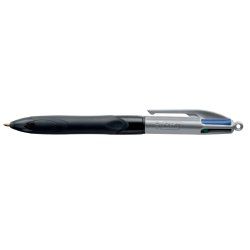 BIC 4 Colours Grip Pro Noir, Bleu, Vert, Rouge Stylo à bille rétractable avec clip Moyen 12 pièce(s)
