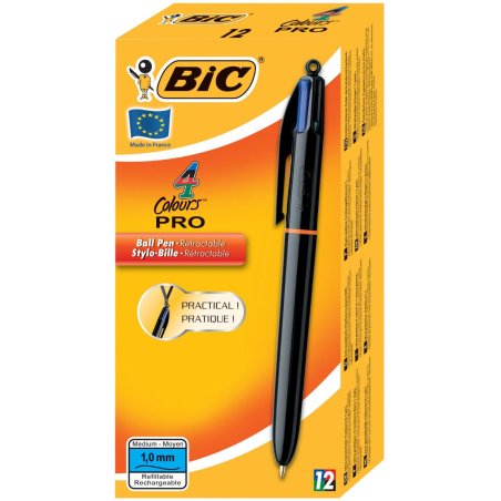 BIC 902129 stylo à bille Noir, Bleu, Vert, Rouge Moyen 12 pièce(s)