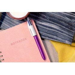 BIC Stylo à bille 4 Colours Shine, 0,32 mm, argent