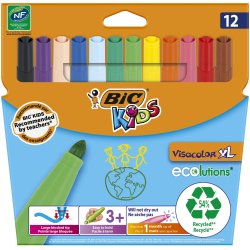 BIC KIDS Feutre Visacolor XL ecolutions, étui carton de 12