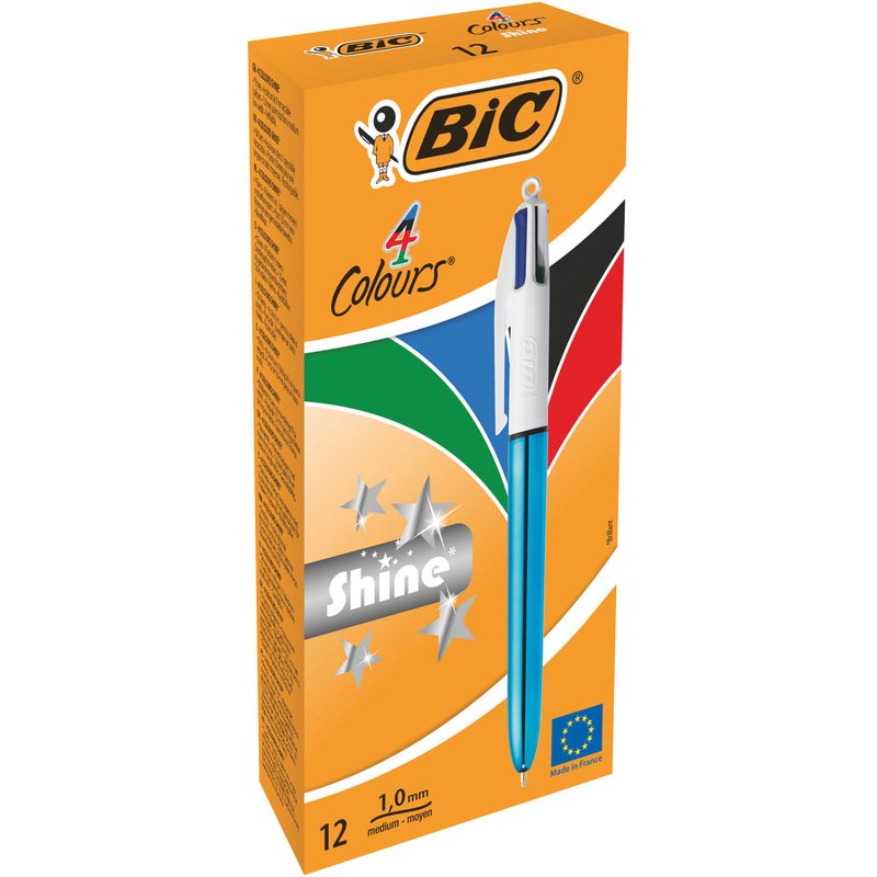 BIC 982874 stylo à bille Noir, Bleu, Vert, Rouge Stylo à bille multifonctions 12 pièce(s)