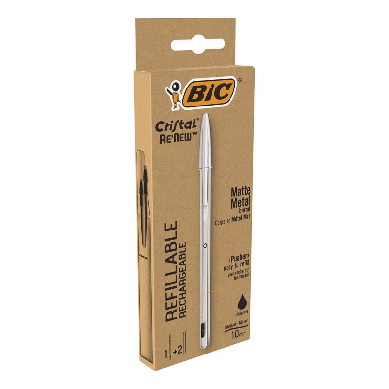 BIC Stylo à bille Cristal RE'NEW, noir