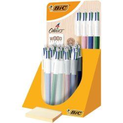 BIC Stylo à bille rétractable 4Colours Wood Style présentoir