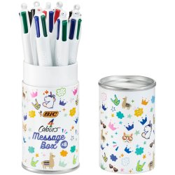 BIC Stylo à bille 4 Colours, boîte métallique de 8