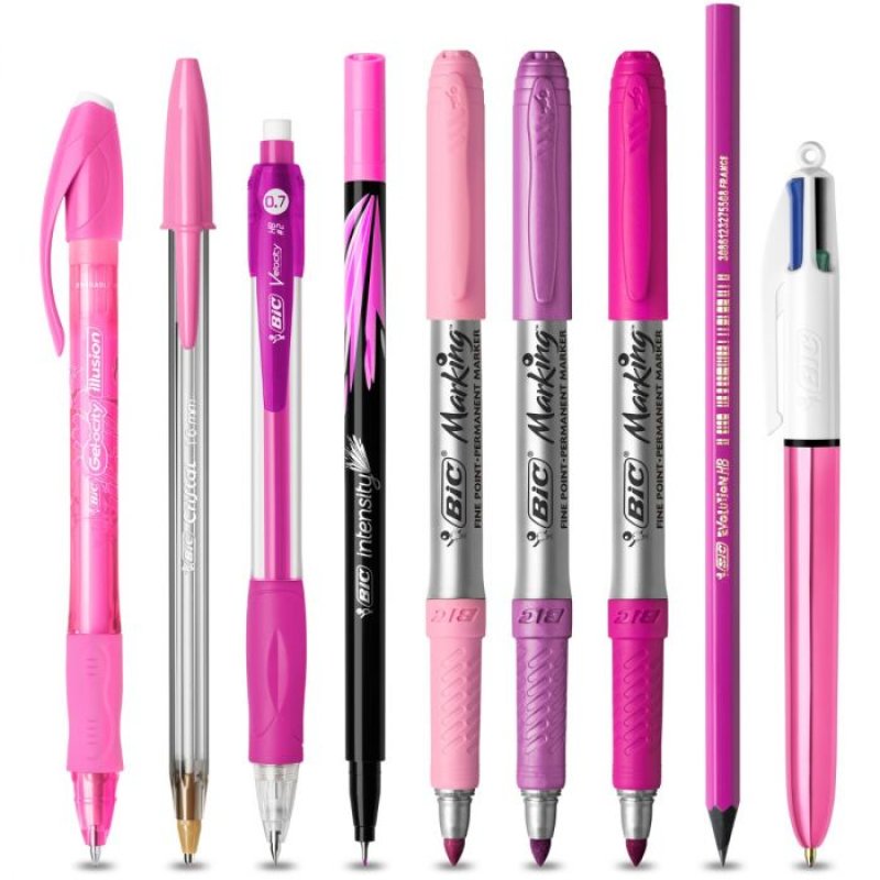 BIC Kit d'écriture "PINK & PURPLE" avec trousse, 10 pièces