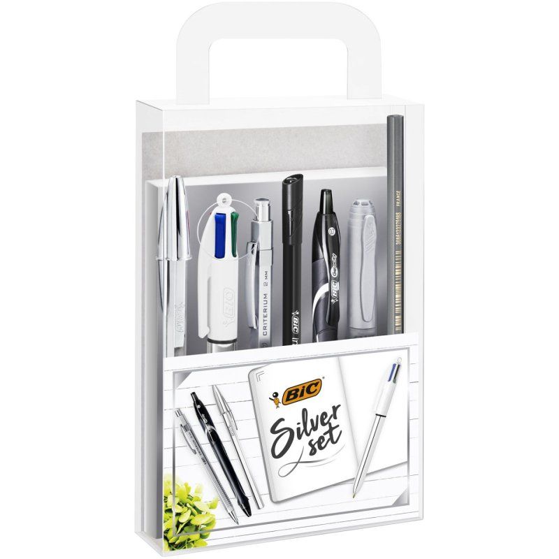 BIC Kit d'écriture "SILVER" avec carnet de notes, 8 pièces