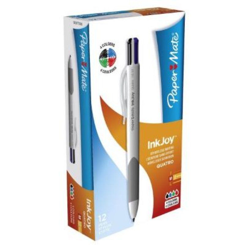 Papermate S0977260 stylo roller Stylo à bille retractable avec clip Noir, Bleu, Vert, Rouge