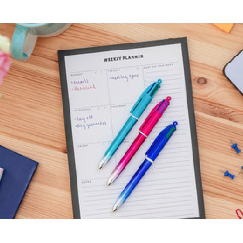 BIC Stylo à bille rétractable 4 Colours Smooth Gradient, S