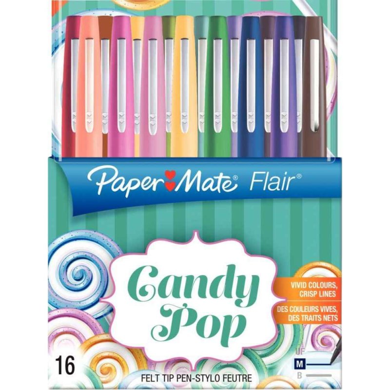 Papermate Flair Candy Pop felt pen Medium Multicolour 16 pc(s)