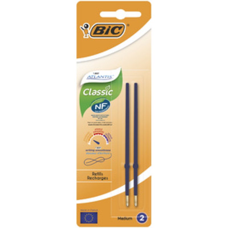 BIC Recharge pour stylo à bille Atlantis Classic, F, bleu