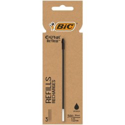 BIC Recharge pour stylo à bille Cristal RE'NEW, S, noir