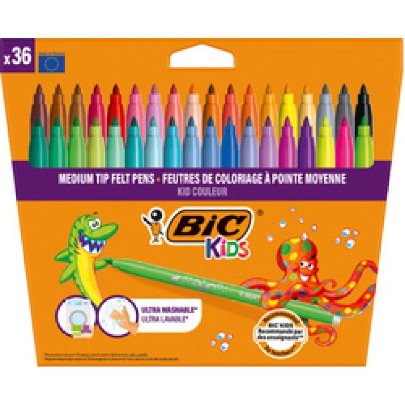 BIC KIDS Feutre Kid Couleur medium, étui en carton de 36