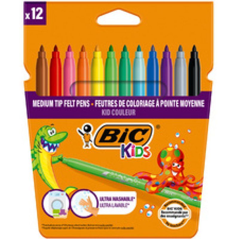 BIC KIDS Feutre Kid Couleur medium, étui en carton de 36