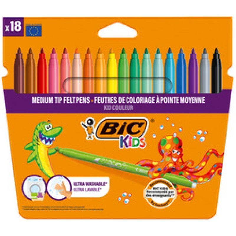 BIC KIDS Feutre Kid Couleur medium, étui en carton de 36