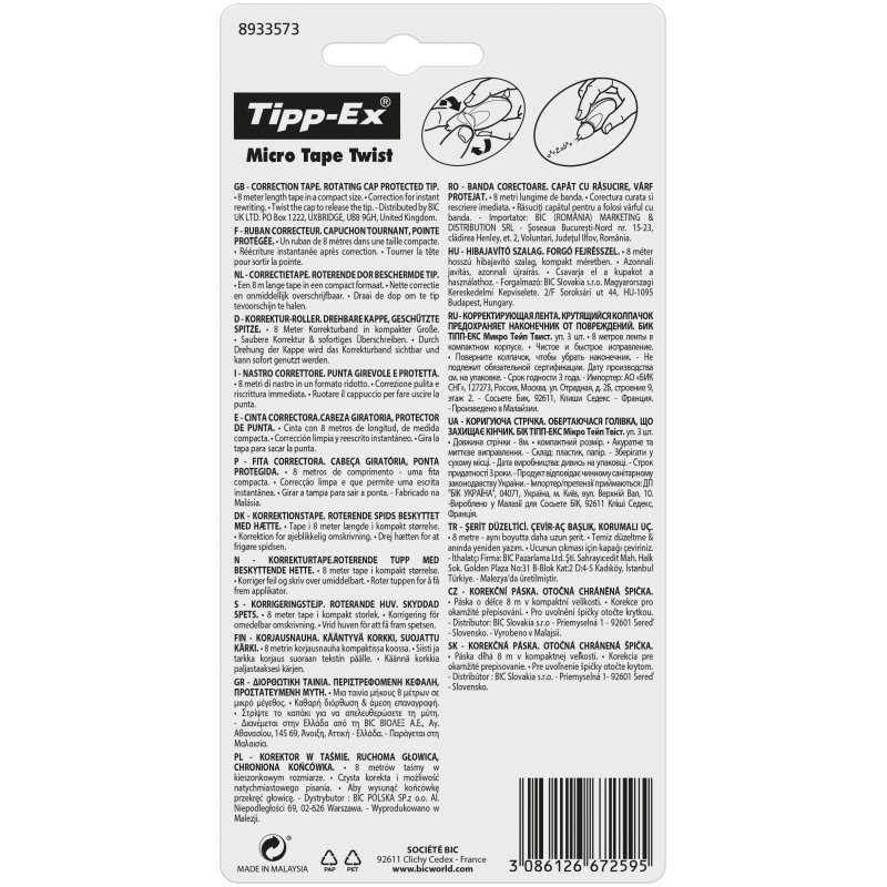 Tipp-Ex Roller correcteur "Micro Tape Twist", assorti