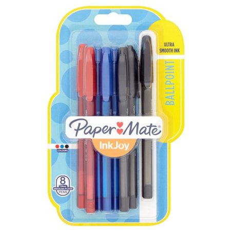 Papermate InkJoy 100 ST Noir, Bleu, Rouge Stylo à bille Moyen 8 pièce(s)