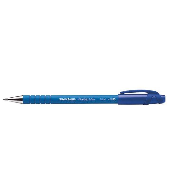 Papermate FlexGrip Ultra Blue Clip-on retractable ballpoint pen Medium 2 pc(s)