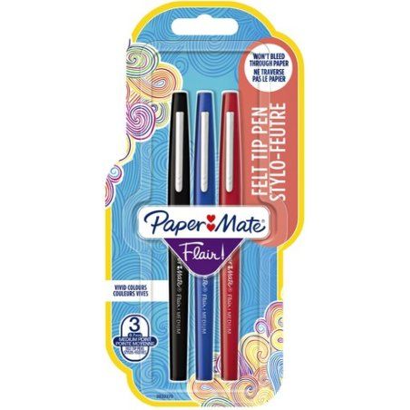 Papermate Flair Original stylo-feutre Moyen Noir, Bleu, Rouge 3 pièce(s)
