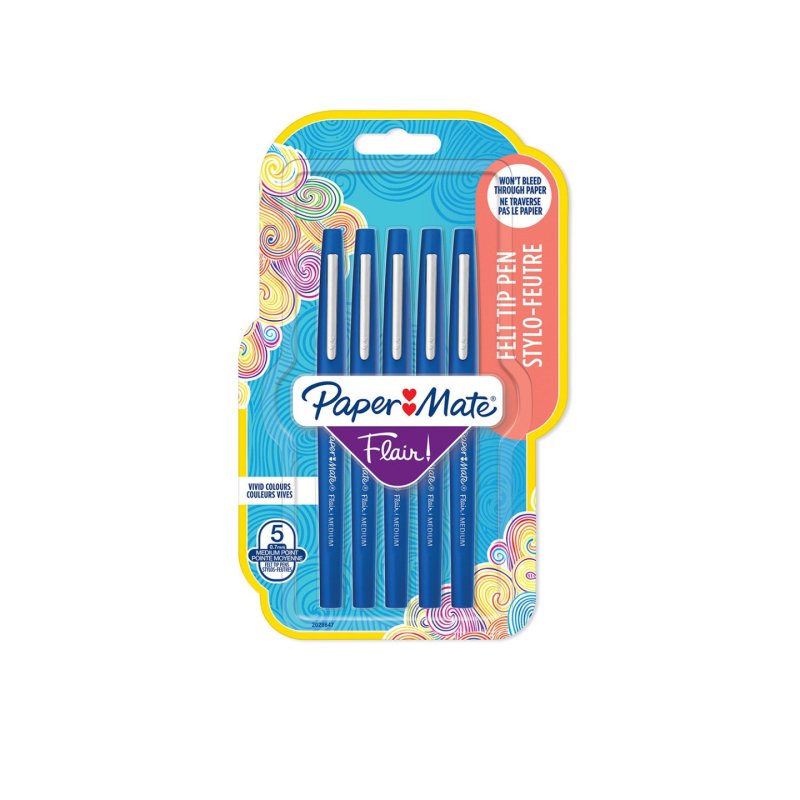 Paper:Mate Stylo feutre Flair, blister de 5, bleu