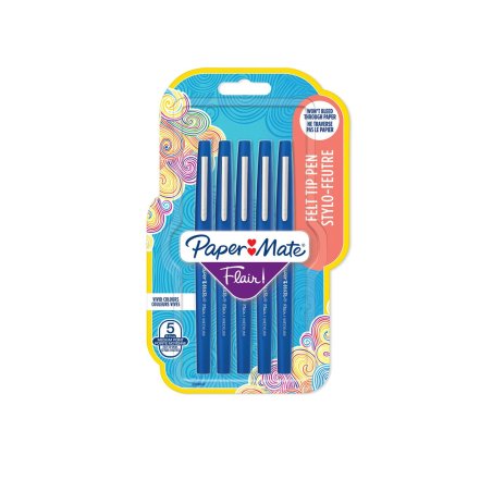 Papermate Flair stylo-feutre Moyen Bleu 5 pièce(s)