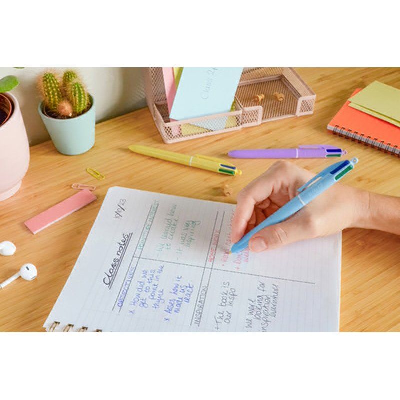 BIC Stylo à bille 4 Colours Pastel, présentoir de 30