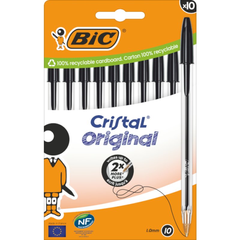BIC 516353 stylo à bille Noir Moyen 10 pièce(s)