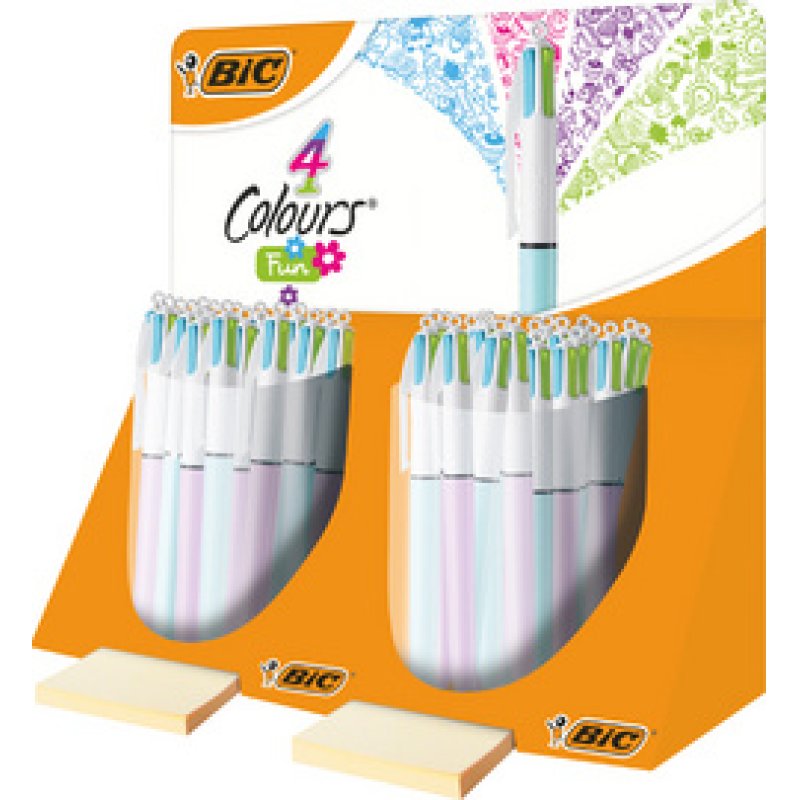 BIC Stylo à bille 4 Colours Fun, présentoir de 40