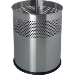 helit Corbeille à papier en acier "the dot", 15 L, argent