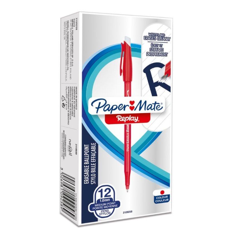 Papermate Replay Rouge Stylo à bille Moyen 12 pièce(s)