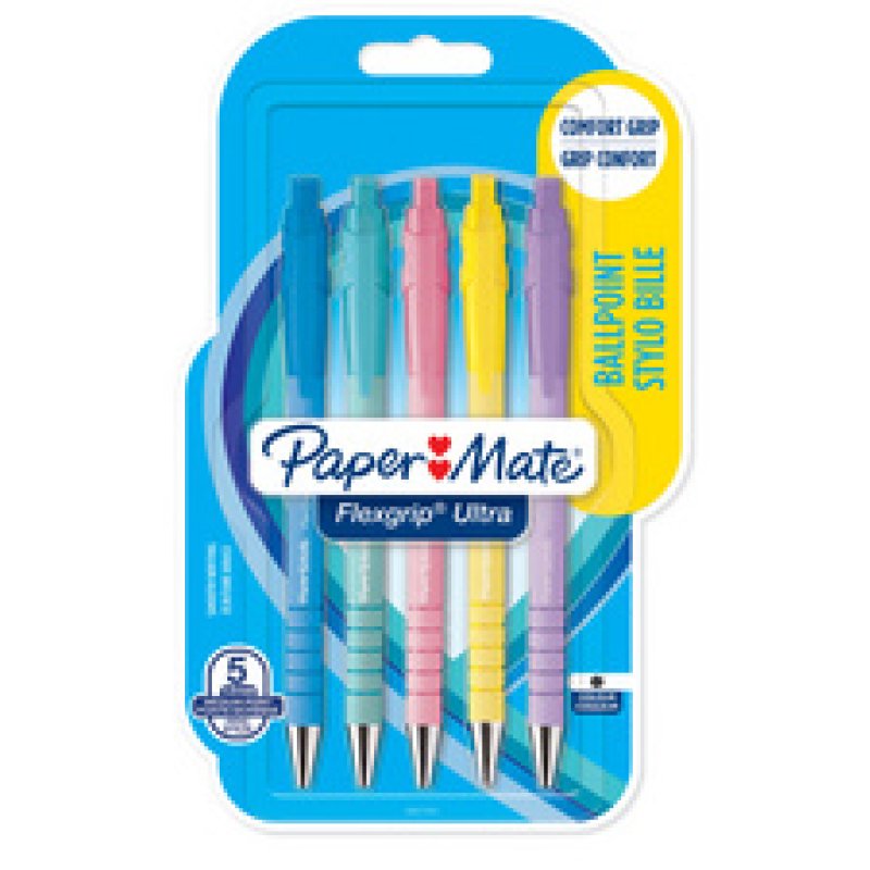 Paper:Mate Stylo à bille FlexGrip Ultra Pastel, blister de 5