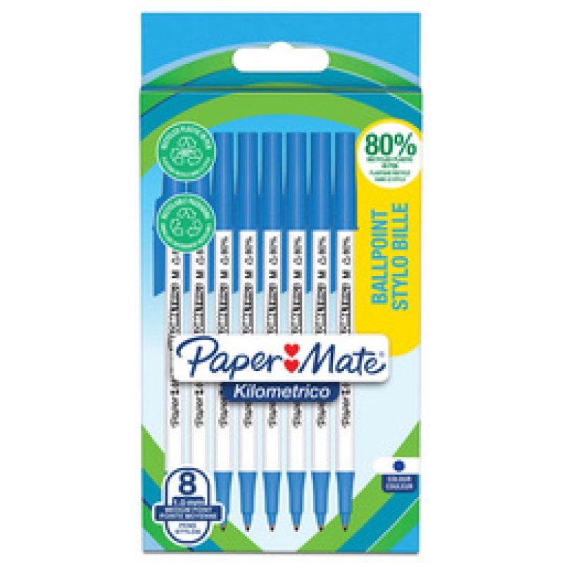 Paper:Mate Stylo à bille Kilometrico, blister de 8, assorti