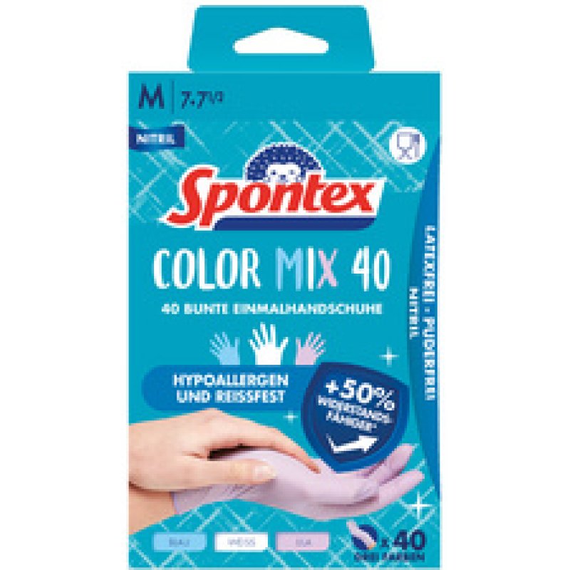Spontex Gant en nitrile Colormix, taille: M, assorti