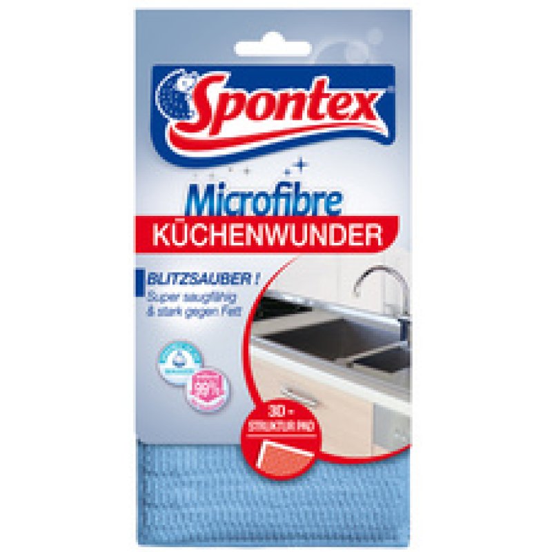 Spontex Chiffon épais microfibre Küchenwunder 3D, bleu