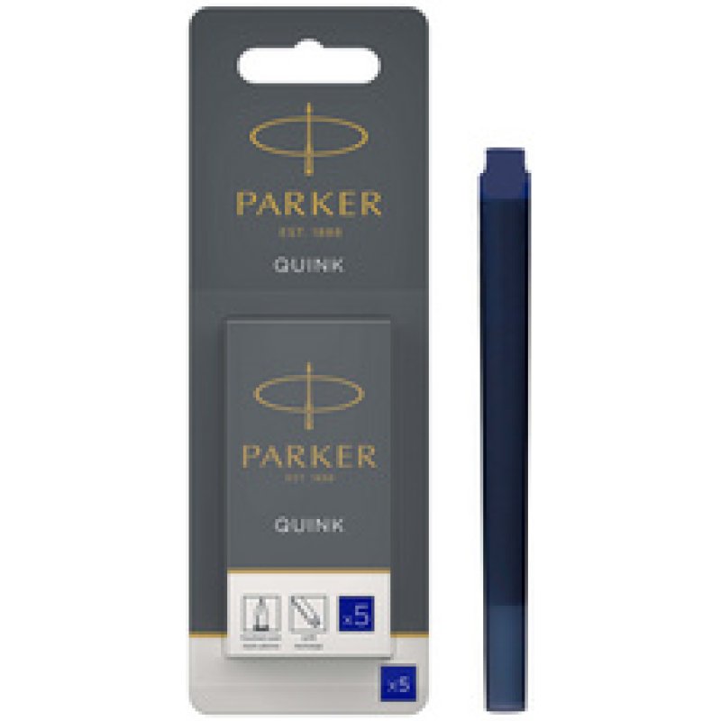 PARKER Cartouche d'encre longue QUINK, en blister, bleu noir
