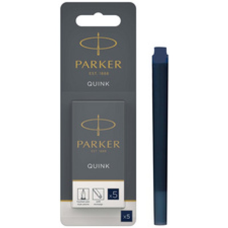 PARKER Cartouche d'encre longue QUINK, en blister, bleu noir