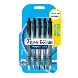 Paper:Mate Stylo à bille FlexGrip Ultra, blister de 5, noir