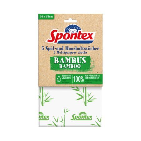 Spontex 19900210 cleaning cloth Bamboo fiber Green, White 5 pc(s)