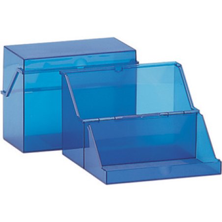 helit Petite boîte à fiches, translucide, bleu