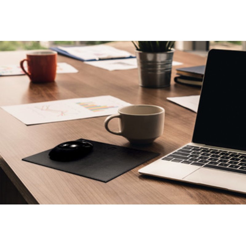 helit Tapis de souris "the leather pad", en cuir, noir